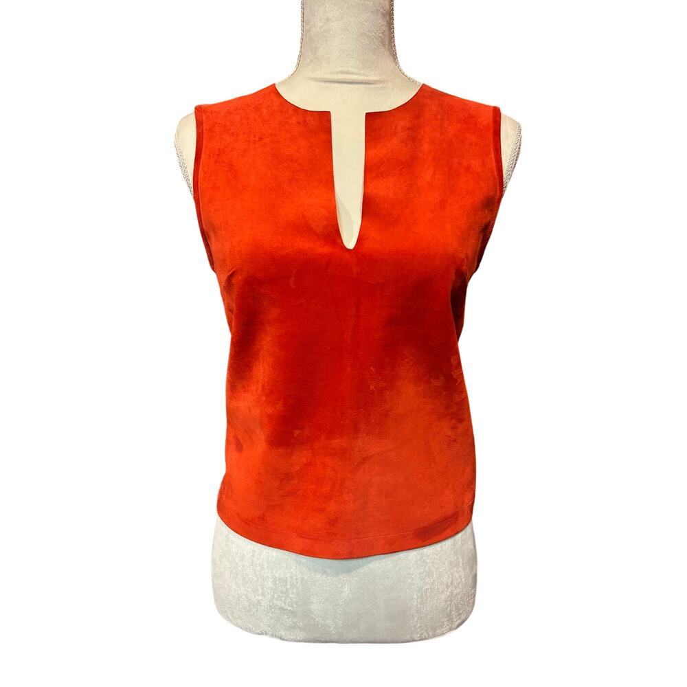 Barbara Bui Paris Orange Suede Mesh Sleeveless Top EU Sz 38